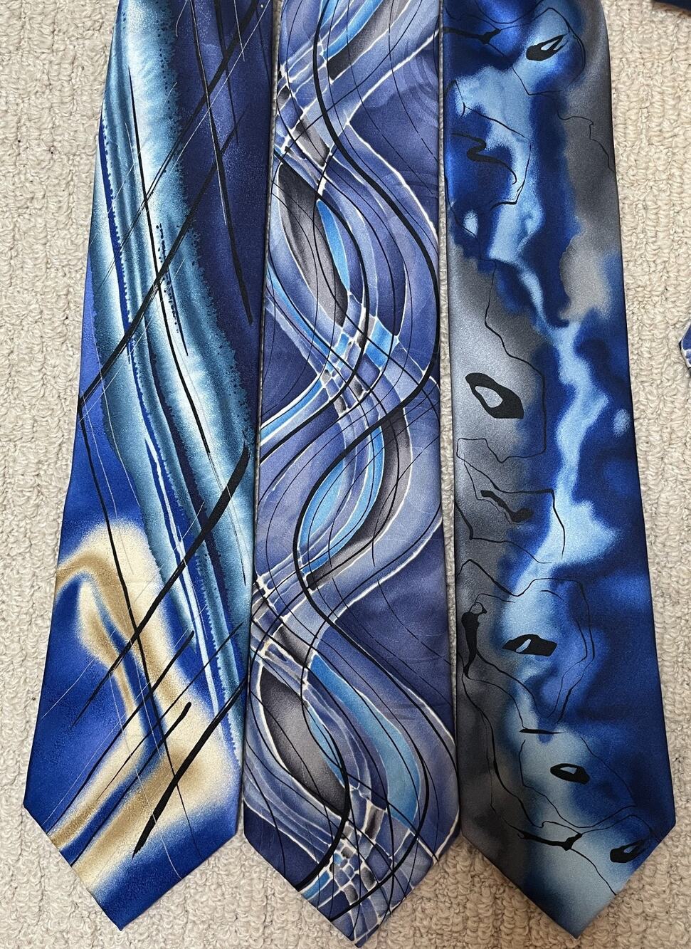 Lot of 3 Jerry J Garcia Ties Blue Silk NWOT 53 55 58 Emerald City Desert Storm